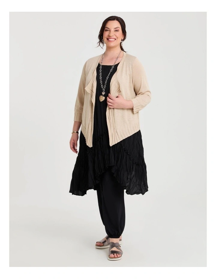 Drape Front Slub Knit Crop Cardigan in Natural image 6