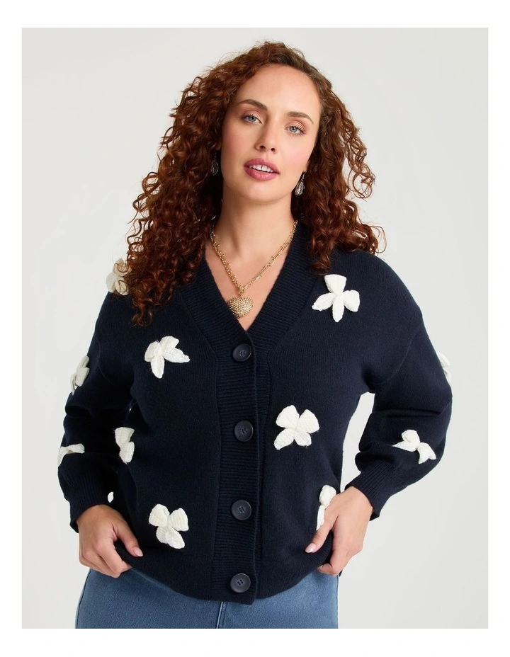 Bow Detail Cardigan Navy image 1