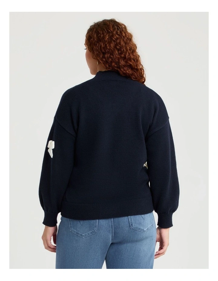 Bow Detail Cardigan Navy image 2