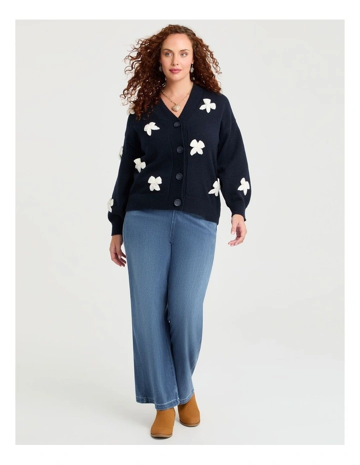 Bow Detail Cardigan Navy image 3