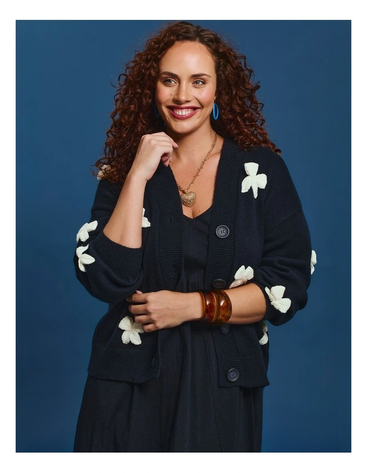 Bow Detail Cardigan Navy image 4