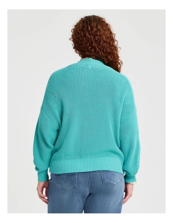 Cotton Rib Design Cardigan Ice Green image 2