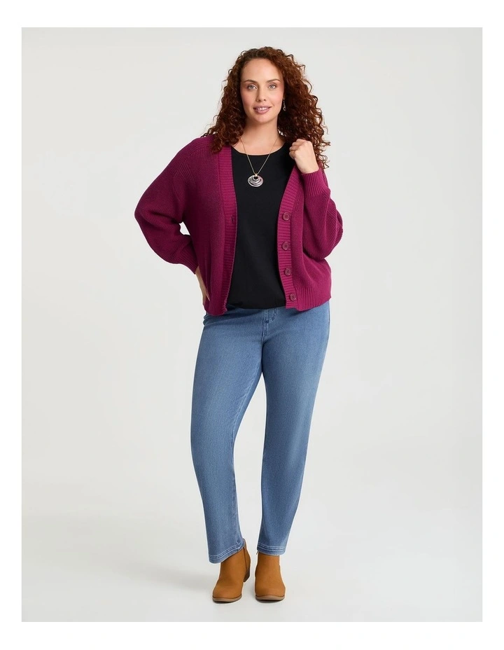 Cotton Rib Design Cardigan Granita image 3