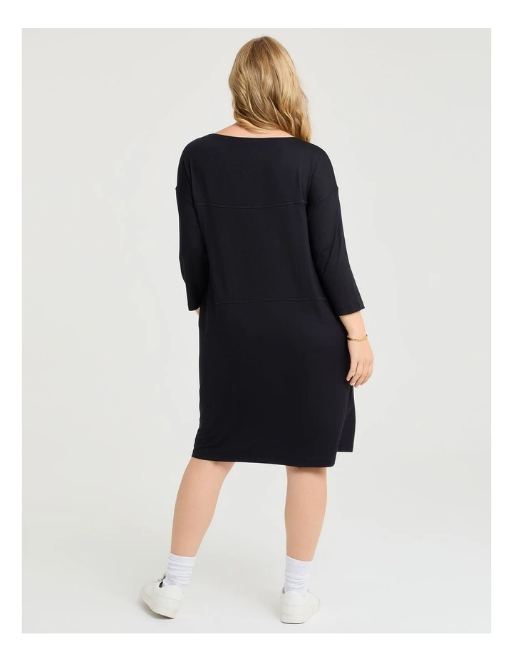 Modal Ultra Soft Relaxed Dress in Black image 2