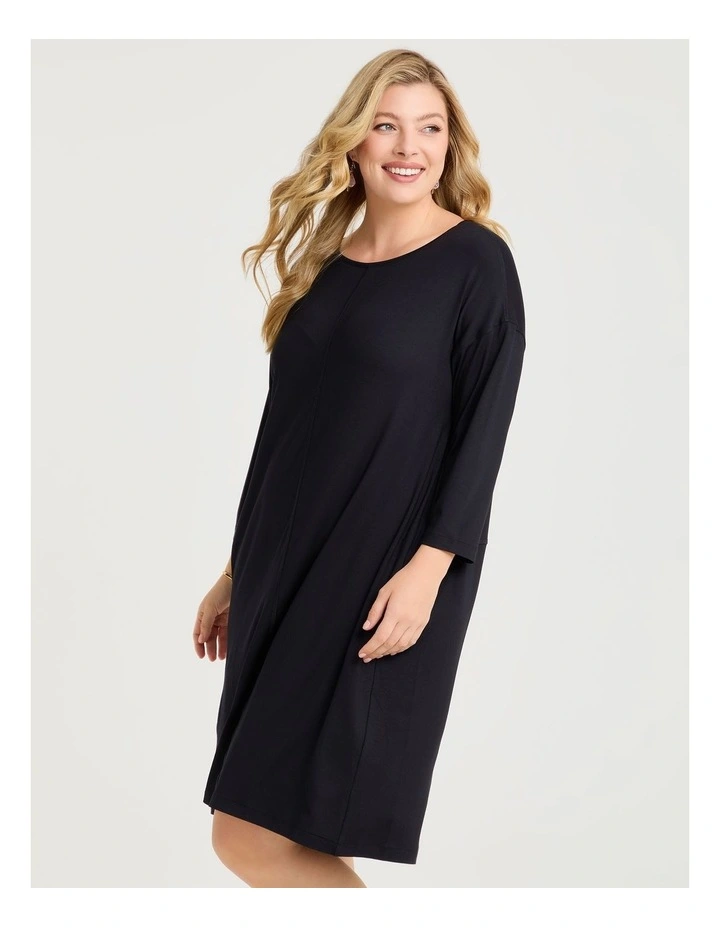 Modal Ultra Soft Relaxed Dress in Black image 3