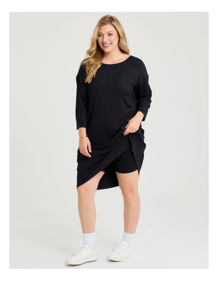 Modal Ultra Soft Relaxed Dress in Black image 4