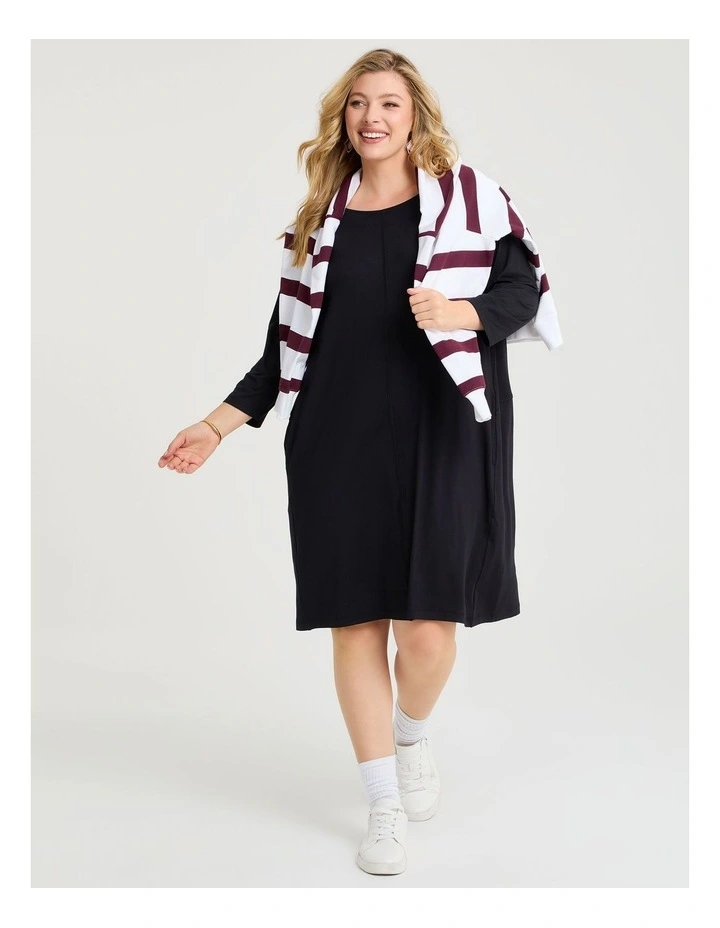 Modal Ultra Soft Relaxed Dress in Black image 5