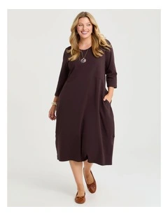 Cotton Talia Tulip Dress in Chocolate Plum