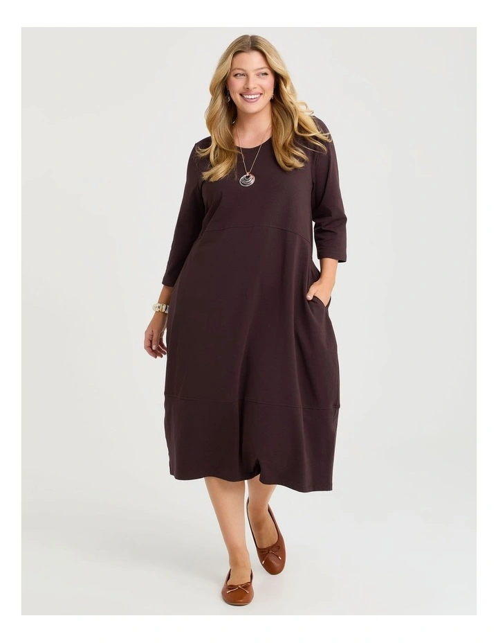 Cotton Talia Tulip Dress in Chocolate Plum image 1