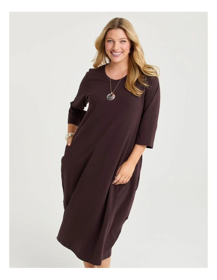 Cotton Talia Tulip Dress in Chocolate Plum image 3