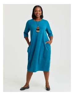 Cotton Talia Tulip Dress Lagoon Blue