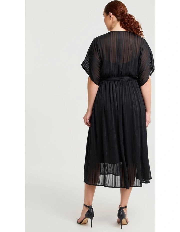 Satin Stripe Wrap Cocktail Dress Black image 2