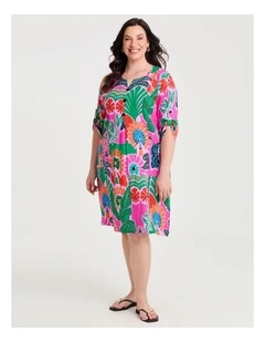Palm Oasis Tulip Natural Dress Print