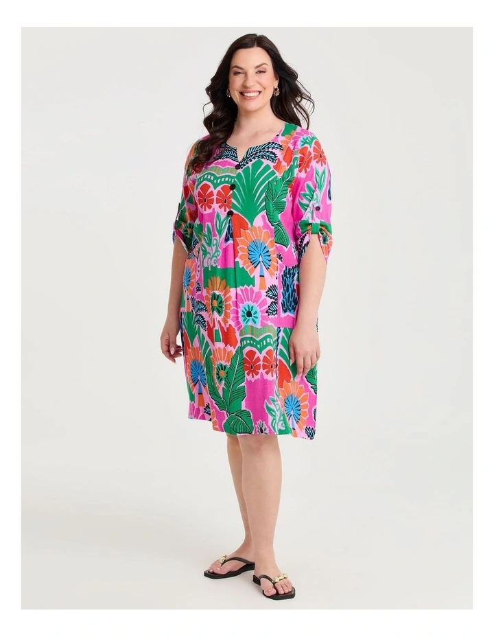 Palm Oasis Tulip Natural Dress Print image 1