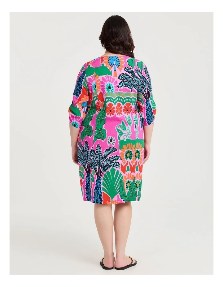 Palm Oasis Tulip Natural Dress Print image 2