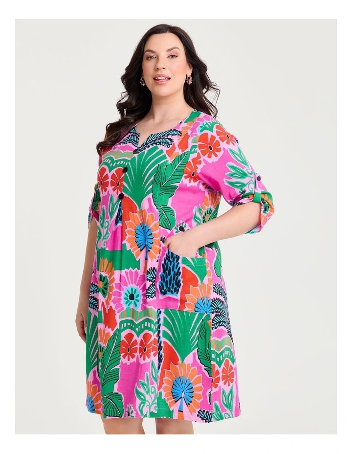 Palm Oasis Tulip Natural Dress Print image 3