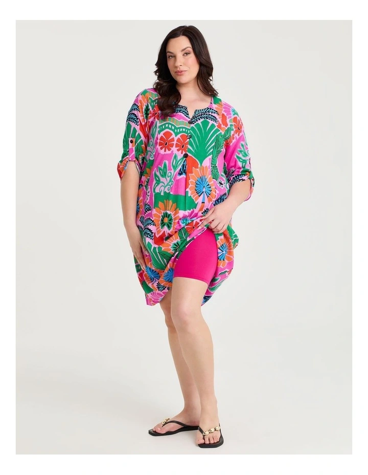 Palm Oasis Tulip Natural Dress Print image 4