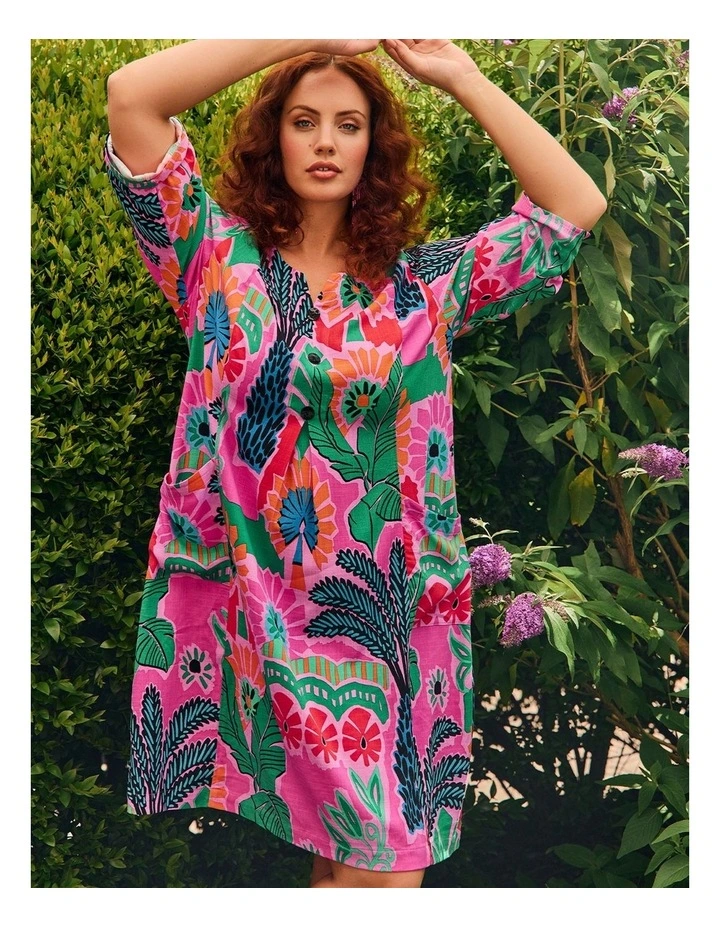 Palm Oasis Tulip Natural Dress Print image 6