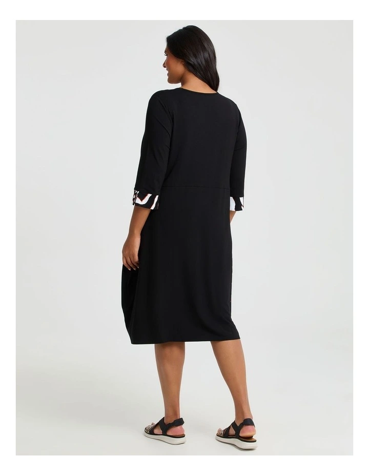 Spliced Tulip Natural Dress Black Print image 2