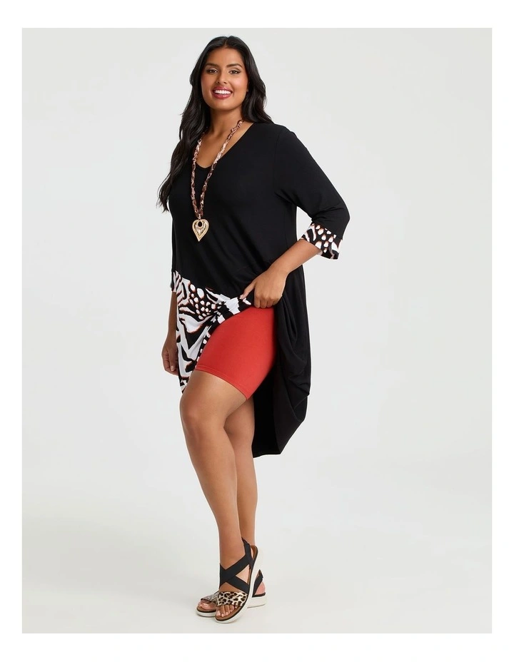 Spliced Tulip Natural Dress Black Print image 4