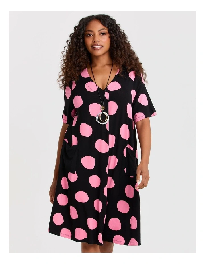 Natural Duo Polka Dot Dress in Multi image 3