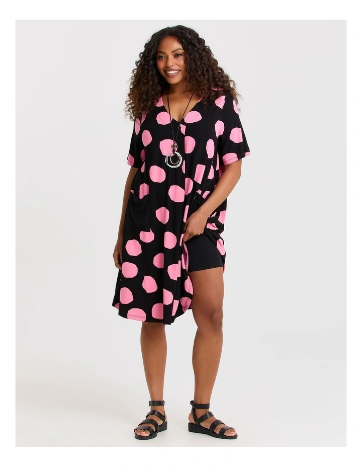 Natural Duo Polka Dot Dress in Multi image 3