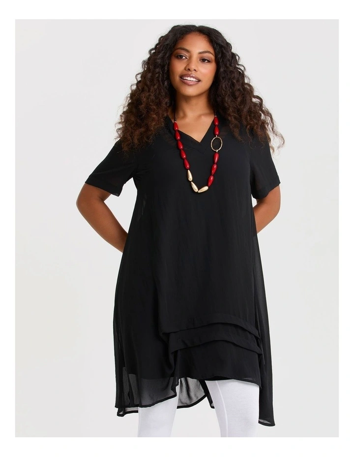 Chiffon Bonnie Dress in Black image 3