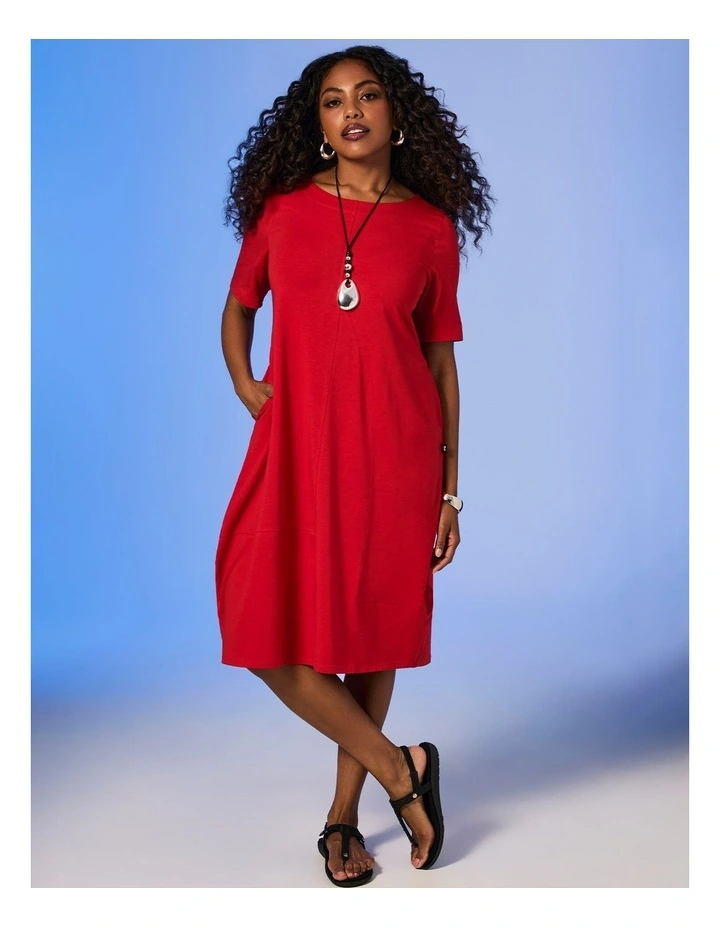 Pima Cotton Traveller Dress Poppy Red image 6