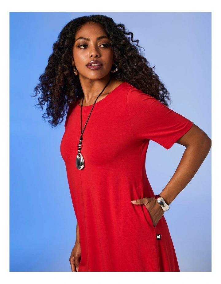 Pima Cotton Traveller Dress Poppy Red image 7