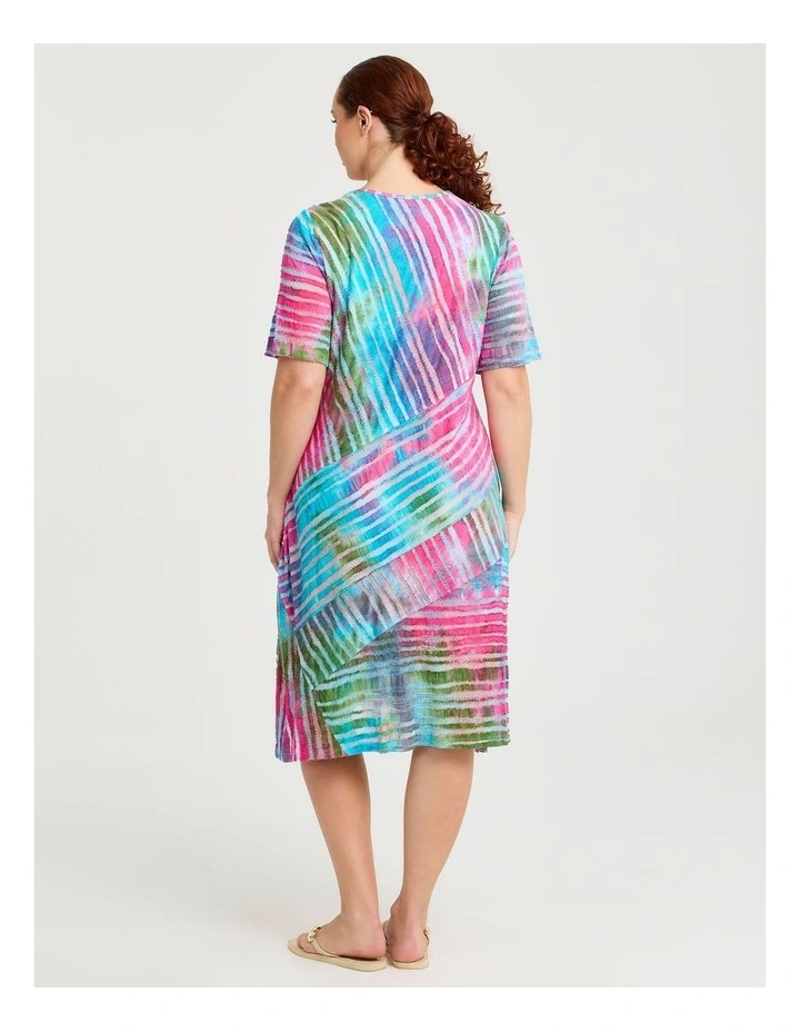 Stripe Panel Burnout Dress in Pink Print image 2