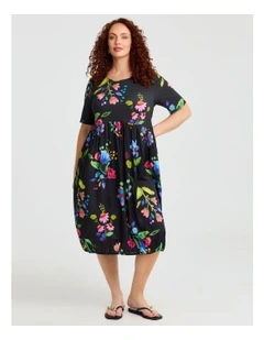Natural Flora Midi Dress in Print