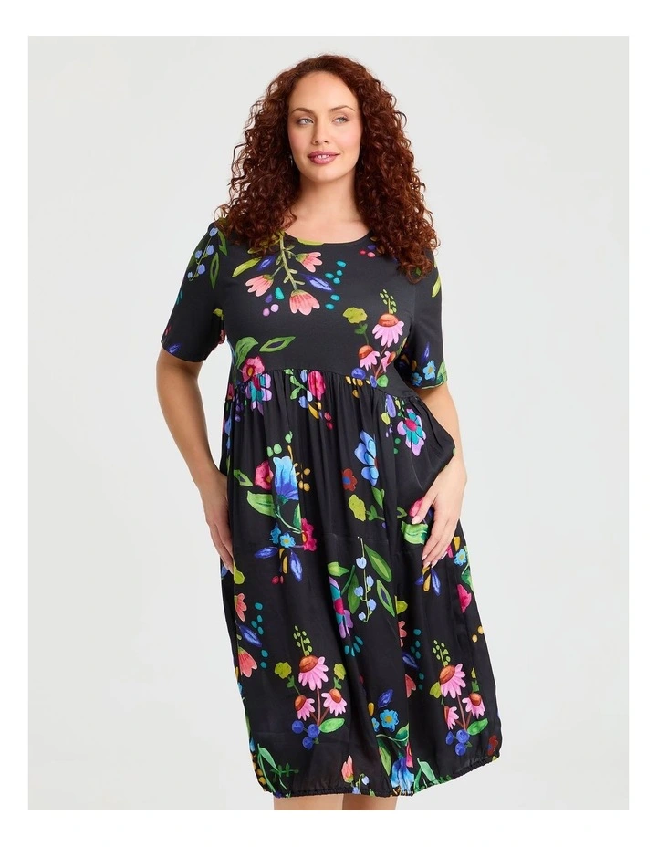 Natural Flora Midi Dress in Print image 3