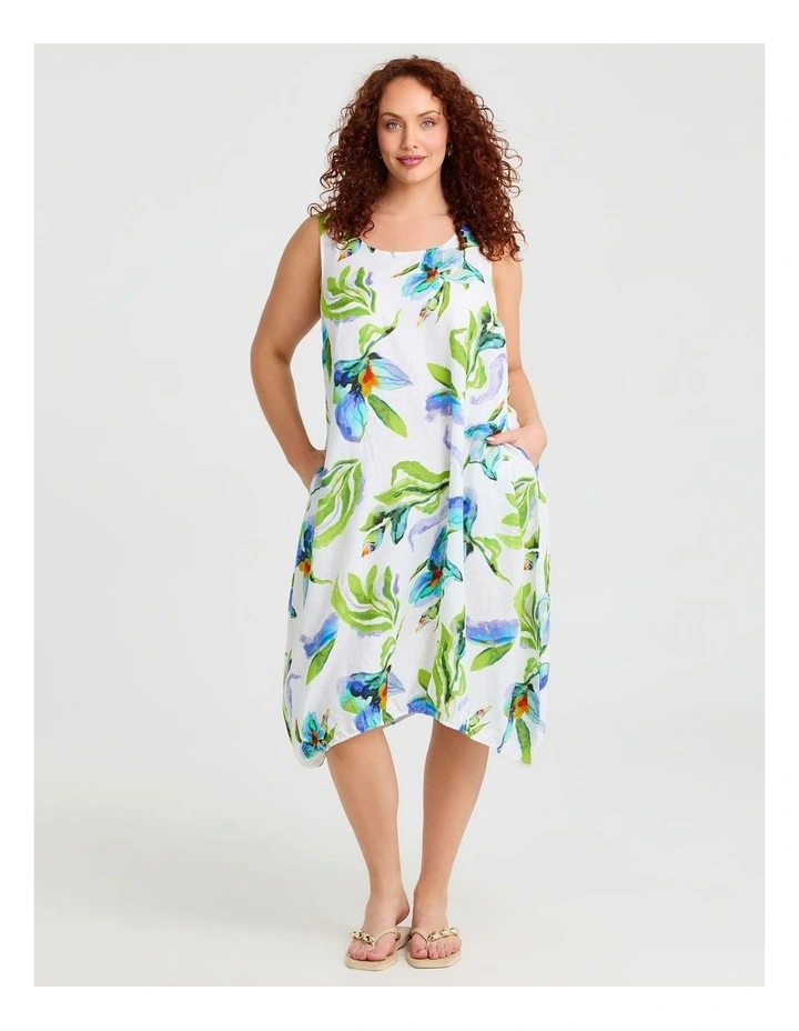 Linen Blend Mystic Midi Dress in Print image 1