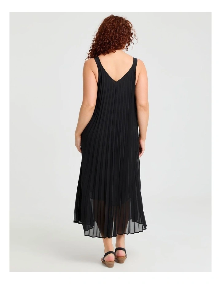 Pleated Paradise Midi Dress Black image 2