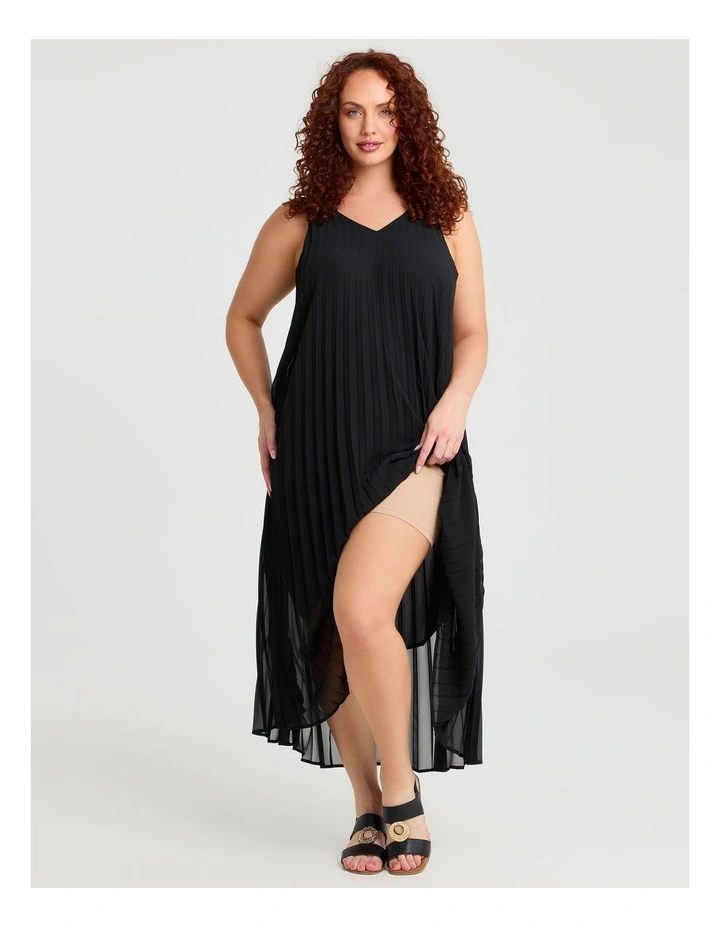 Pleated Paradise Midi Dress Black image 4