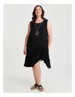 Plisse Tunic Dress Black