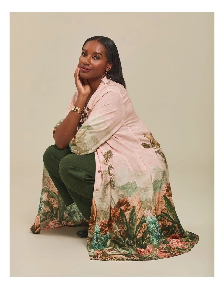 Pintuck Palm Natural Shirt Dress Print image 6