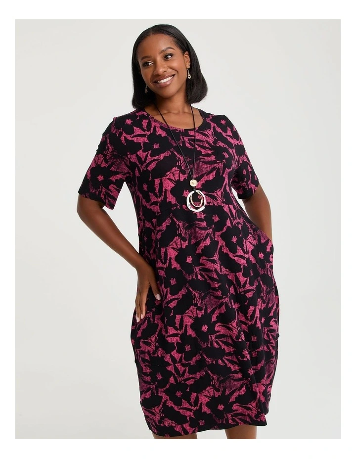 Natural Abstract Adele Dress in Multi image 3