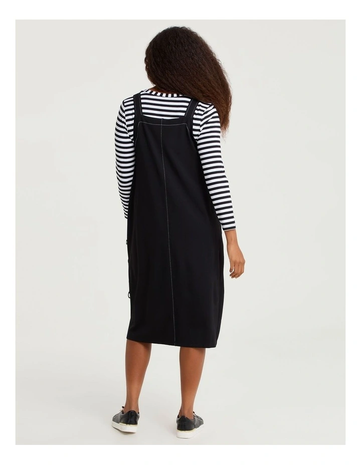 Ponte Stitch Pinafore Dress Black image 2