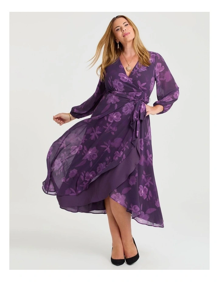 Amelie Pansy Chiffon Cocktail Dress Inkberry image 1