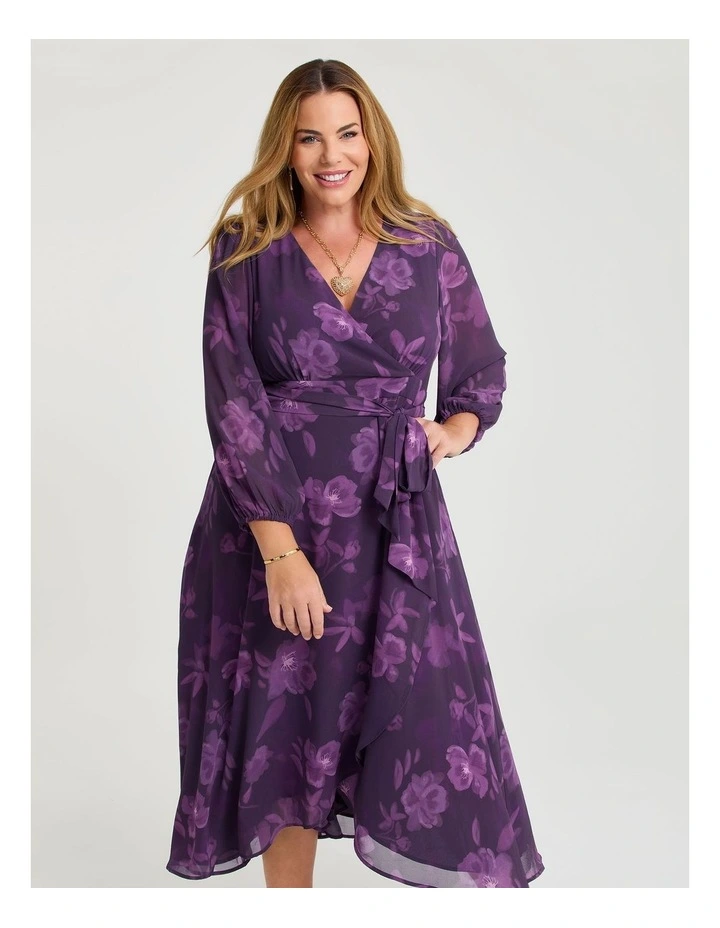 Amelie Pansy Chiffon Cocktail Dress Inkberry image 3