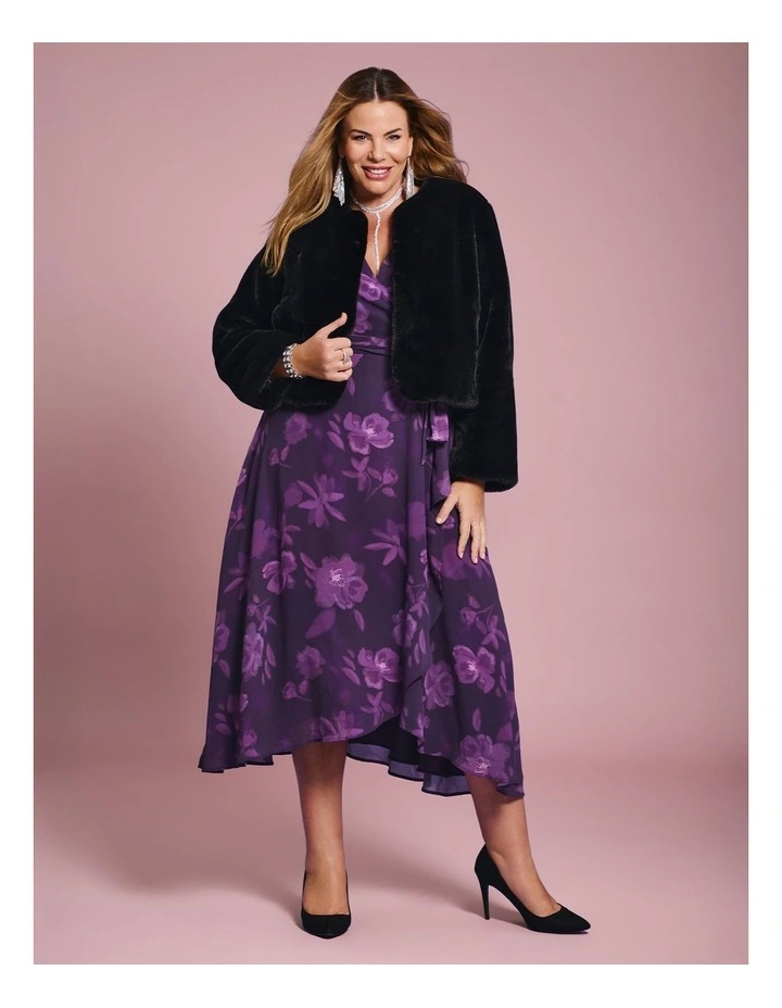 Amelie Pansy Chiffon Cocktail Dress Inkberry image 5