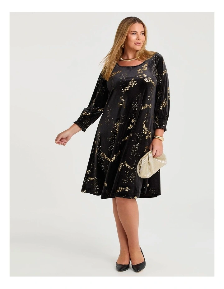 Gold Foil Cocktail Tunic Dress Black/gold image 1