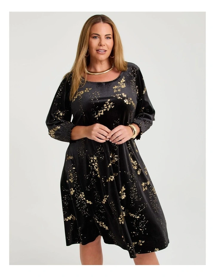 Gold Foil Cocktail Tunic Dress Black/gold image 3