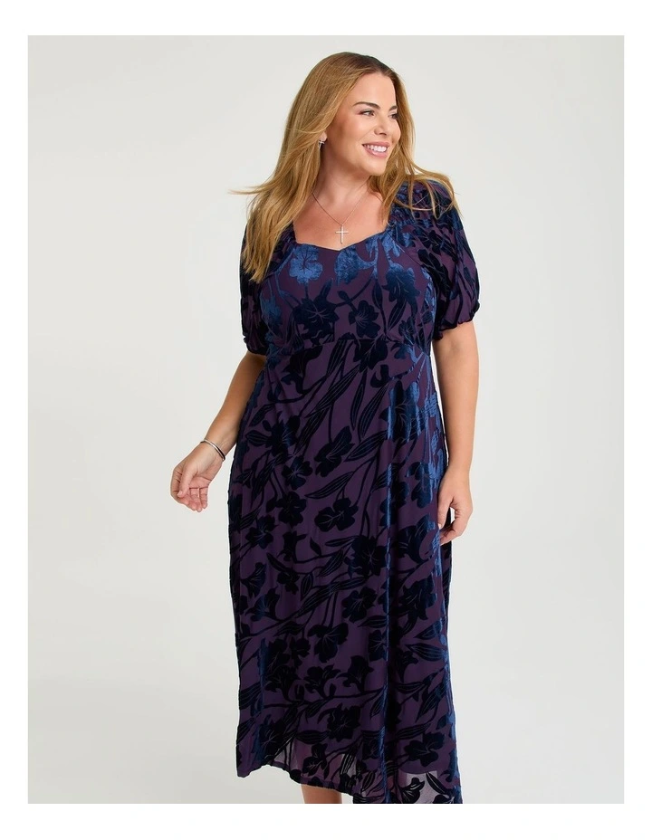 Bouquet Velvet Cocktail Dress Purple/blue image 3