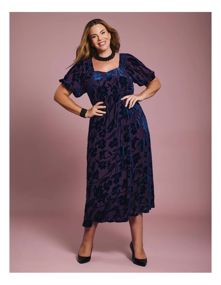 Bouquet Velvet Cocktail Dress Purple/blue image 5