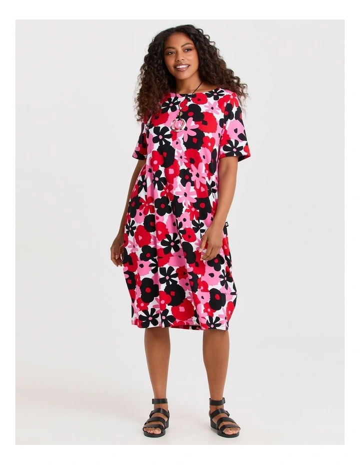 Pima Cotton Dress in Poppy Print image 1