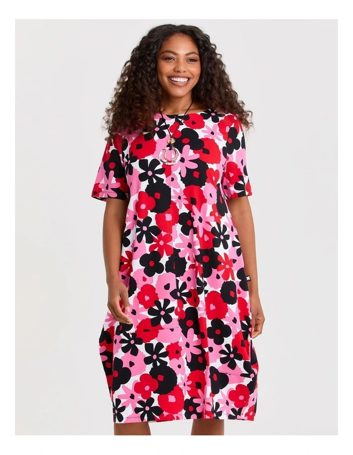 Pima Cotton Dress in Poppy Print image 3
