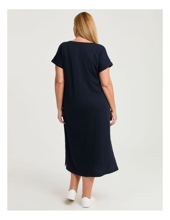 Cotton V-neck Maxi Dress in Navy image 2