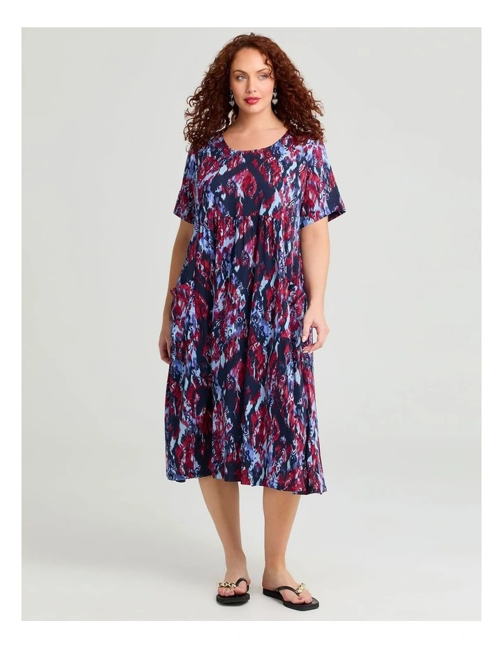 Natural Pocket Midi Dress Ikat Print image 1
